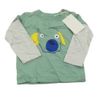 Nové - zeleno-šedé triko s pejskem