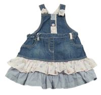 Modré na traké rifľové šaty s kvetovanymi volániky Next