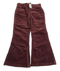 Nové - vínové sametové flare kalhoty dunnes 