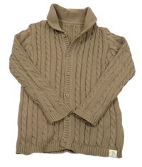 Hnedý vzorovaný prepínaci sveter s golierikom George