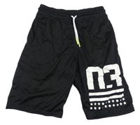 Černé sportovní kraťasy s bílým potiskem H&M
