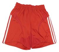 Nové - červené sportovní funkční kraťasy s pruhy Adidas