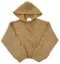 Okrový melírovaný crop sveter s kapucňou Zara