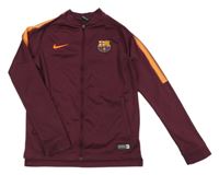 Vínová fotbalová funkční propínací mikina FC Barcelona Nike