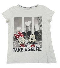 Biele tričko s Minnie a Mickeym Disney