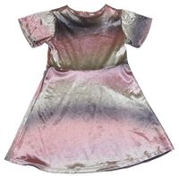 Sivo-ružové zamatové šaty Next