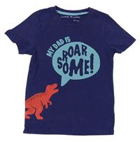 Tmavomodré tričko s dinosaurom a nápisom V by Very