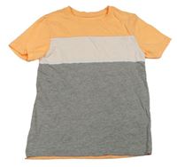 Oranžovo-bielo-sivé tričko Primark