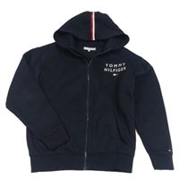 Tmavomodrá propínací mikina s logem a kapucí Tommy Hilfiger