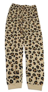 Béžovo-hnedo-čierne ľahké tepláky s leopardím vzorom Primark
