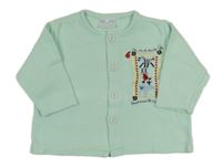 Mintová rebrovaná prepínaci mikina s výšivkou