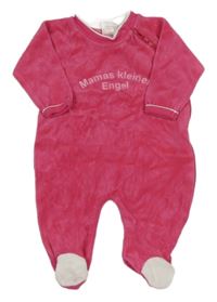 Ružový zamatový overal s nápisom