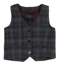 Modro-zeleno-vínová kockovaná slávnostná vesta Next