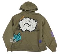 Hnědá mikina s nápisy a skejťákem a kapucí Zara