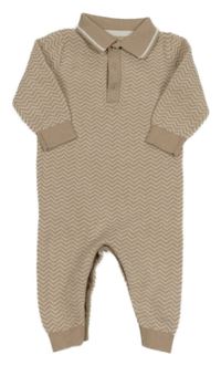 Béžovo-bílý vzorovaný pletený overal s límečkem Matalan