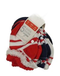 Nové - 5set - 5x Červeno-modro-bílé pruhované protiskluzové ponožky Early Days