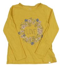 Žlté tričko s kvetmi a nápisom Lupilu