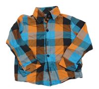 Modro-oranžová kostkovaná košile 