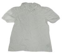 Bílé tričko s krajkovým límečkem H&M