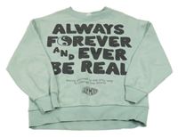 Svetlozelená mikina s nápismi Zara