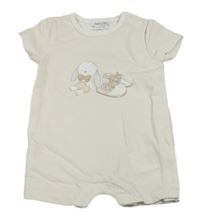 Bielo-béžový vzorovaný kraťasový overal s potlačou Mayoral