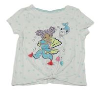 Bielo-svetlomodré tričko s hviezdami a mořskou pannou