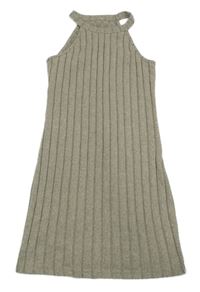 Béžové rebrované úpletové šaty