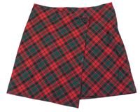 Červeno-zelená kockovaná asymetrická sukňa h&M