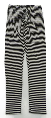 Béžovo-čierne pruhované rebrované legíny H&M