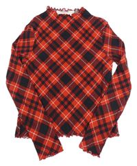 Čierno-červené kockované rebrované crop tričko H&M