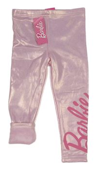Nové - Růžové lesklé zateplené legíny - Barbie Primark