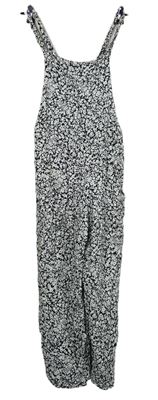 Dámský černo-bílý květovaný kalhotový culottes overal New Look 
