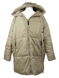 Dámský béžový šusťákový zimní kabát s kapucí Primark 