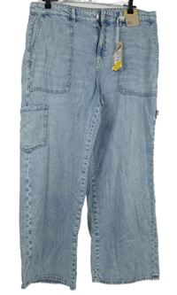 Nové - Dámské světlemodré široké rifle s kapsou M&S