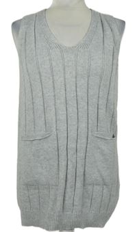 Dámska sivá rebrovaná svetrová vesta s vreckami zn. Shein