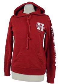 Dámská červená mikina s logem a kapucí Hollister 