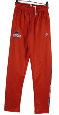 Dámské červené sportovní tepláky s nápisy 