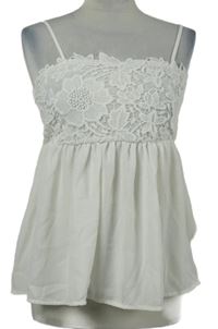 Dámský bílý krajkovo-šifonový top 