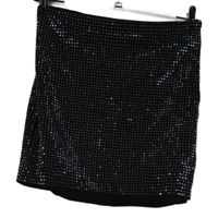 Dámska čierna minisukňa s kamienkami
