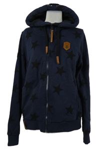 Pánská tmavomodrá hvězdičkovaná propínací mikina s kapucí Naketano 