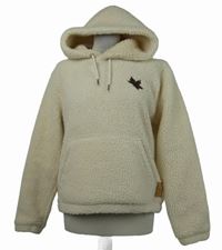 Dámská smetanová huňatá mikina s kapucí 