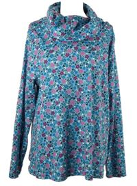 Dámske svetlomodré kvietkovane tričko s komínovým golierom