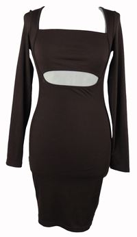 Dámské hnědé žebrované šaty s průstřihem Shein 