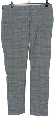 Pánske sivé kockované skinny nohavice H&M vel. 32
