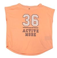 Neónově oranžové športové tričko s číslom a nápisom H&M