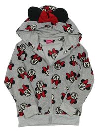 Sivá fleecová prepínaci mikina s Minnie a kapucňou zn. Disney