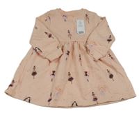 Nové- Světlerůžové teplákové šaty s vílami F&F