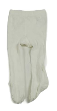 Bílé teplé žebrované punčocháče