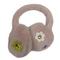 Světlerůžové chlupaté klapky na uši s kvietkami