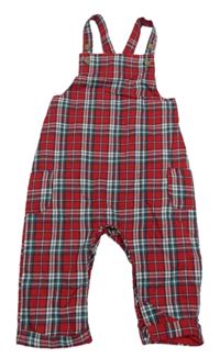 Červeno-modro-bílé kostkované plátěné laclové podšité kalhoty George
